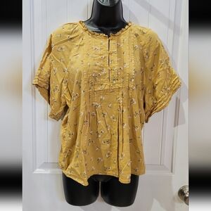 a.n.a Floral Gold Blouse Medium